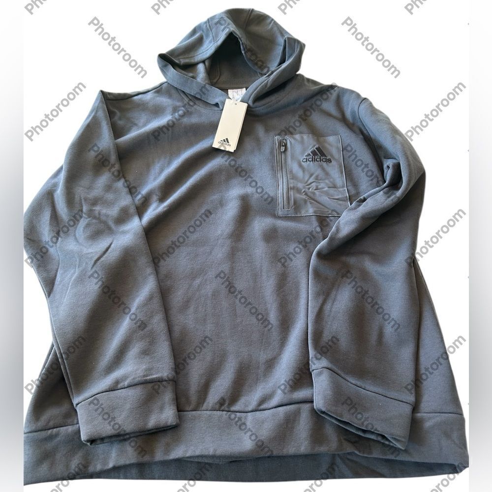adidas Men’s Regular Fit Kangaroo Pockets Hoodie, Grey, Size XL,NWT
